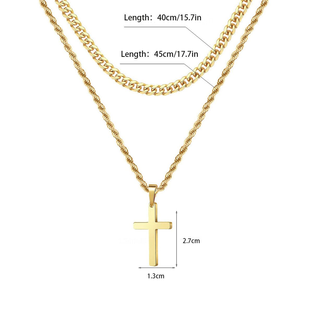 14K Gold Plated Cross Pendant Necklace – Minimalist Unisex Layered Jewelry