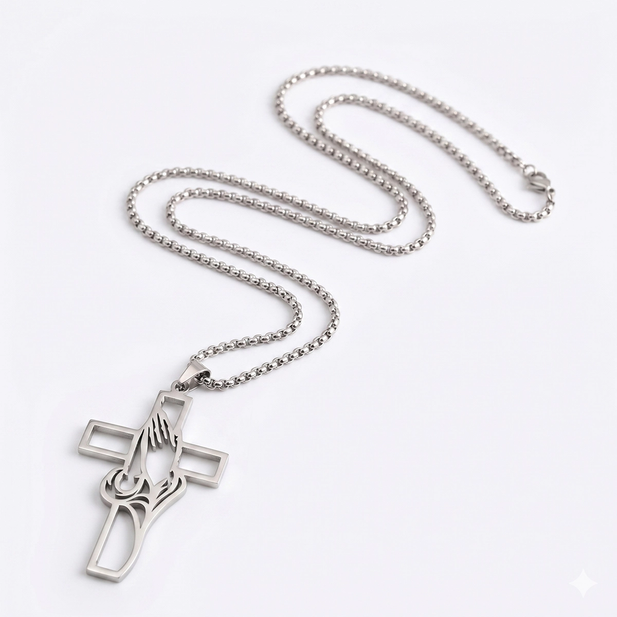 Christian Praying Hands Cross Necklace for Men & Women