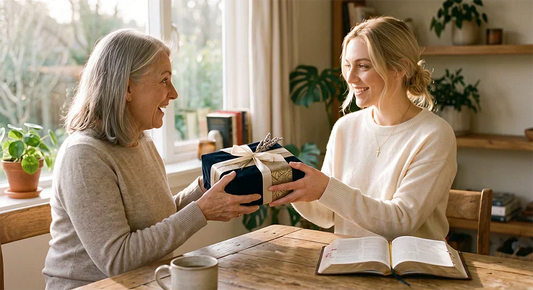 Meaningful Christian gift with a cross necklace and Bible