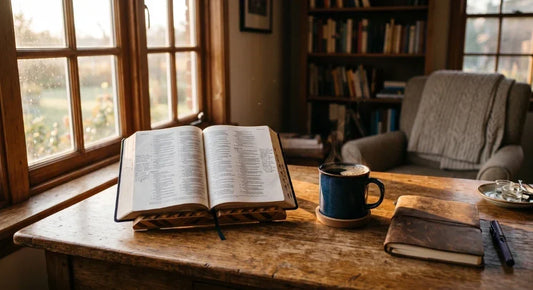 Quiet time with God featuring Bible prayer journal and peaceful Christian reflection.
