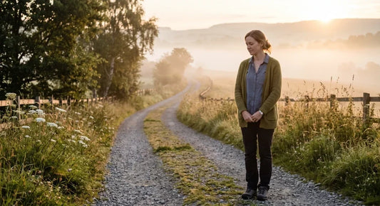 Christian looking toward an uncertain path as a symbol of trusting God with the future.