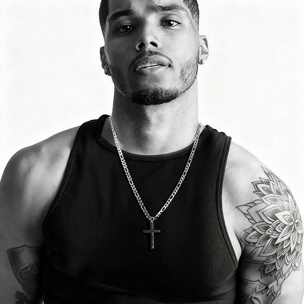 Men’s Stainless Steel Cross Pendant Necklace | Classic Cuban Chain | Faith & Streetwear Style