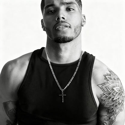 Men’s Stainless Steel Cross Pendant Necklace | Classic Cuban Chain | Faith & Streetwear Style
