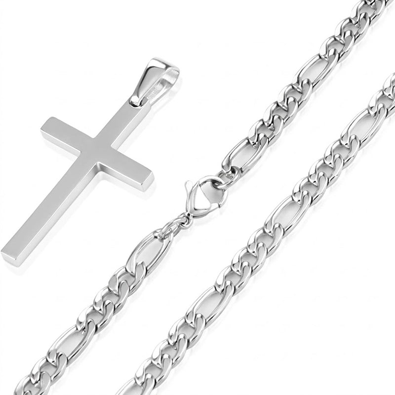Men’s Stainless Steel Cross Pendant Necklace