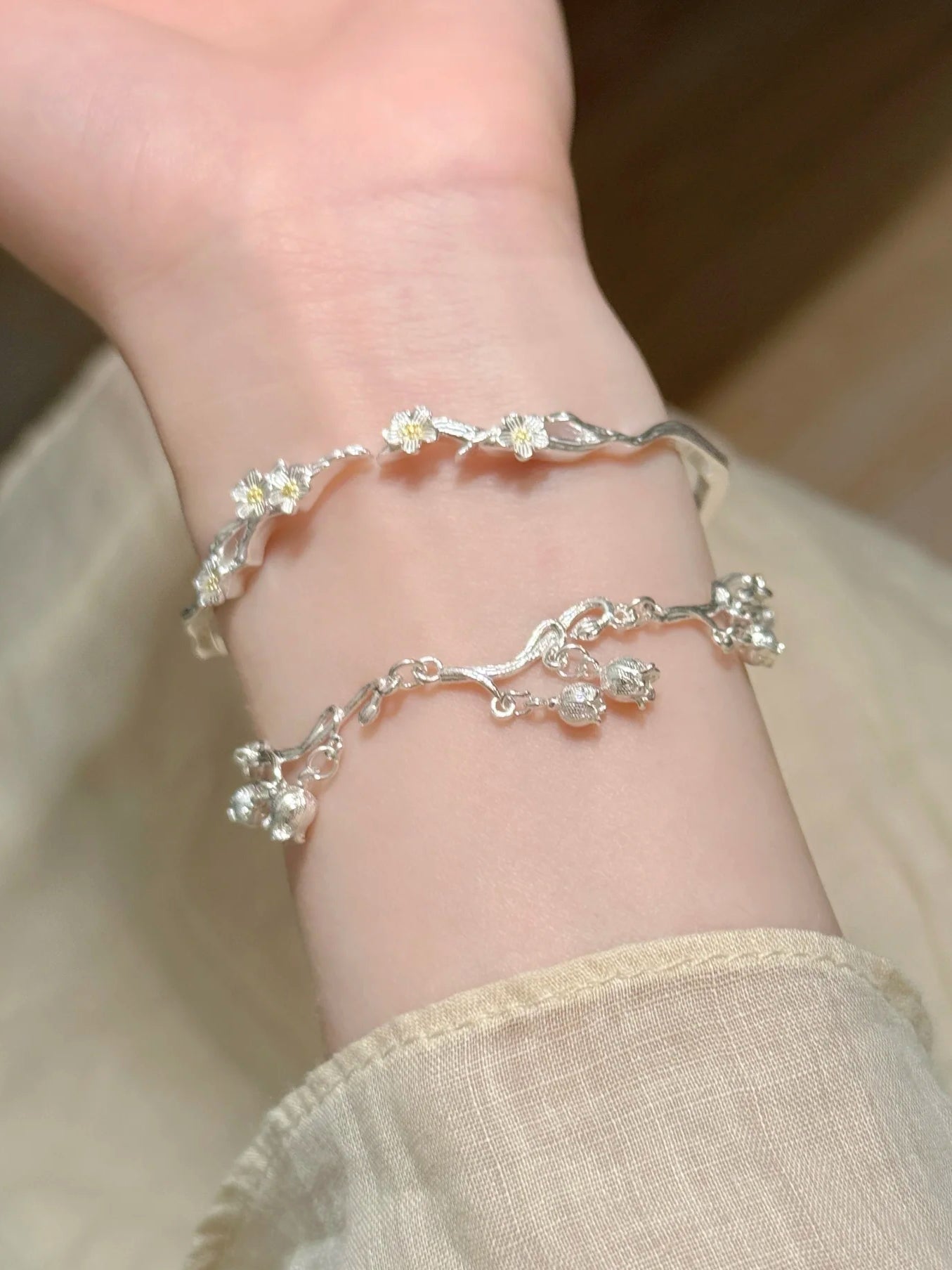 S925 Silver Lucky Flower and Wealth Tree Bracelet