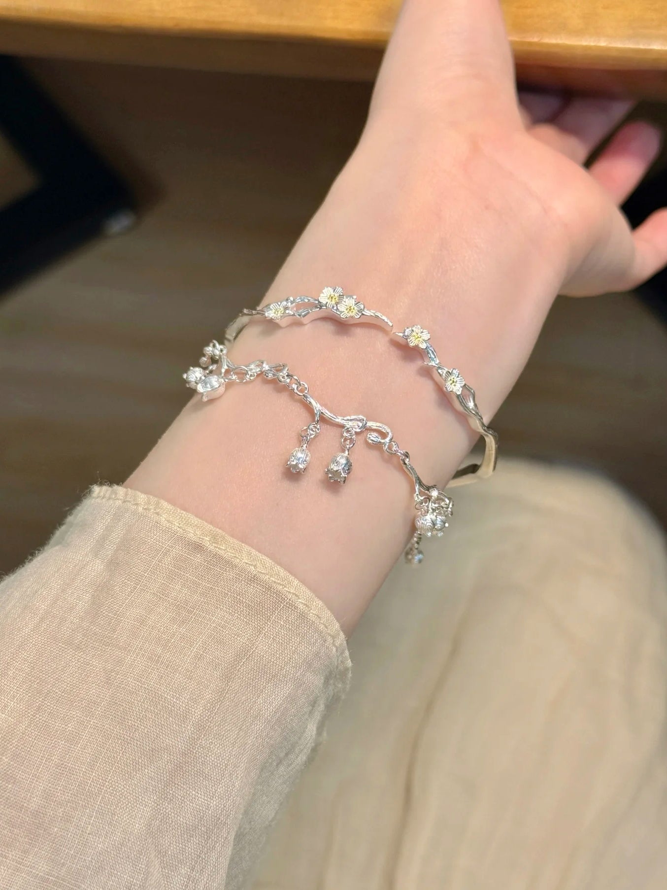 S925 Silver Lucky Flower and Wealth Tree Bracelet