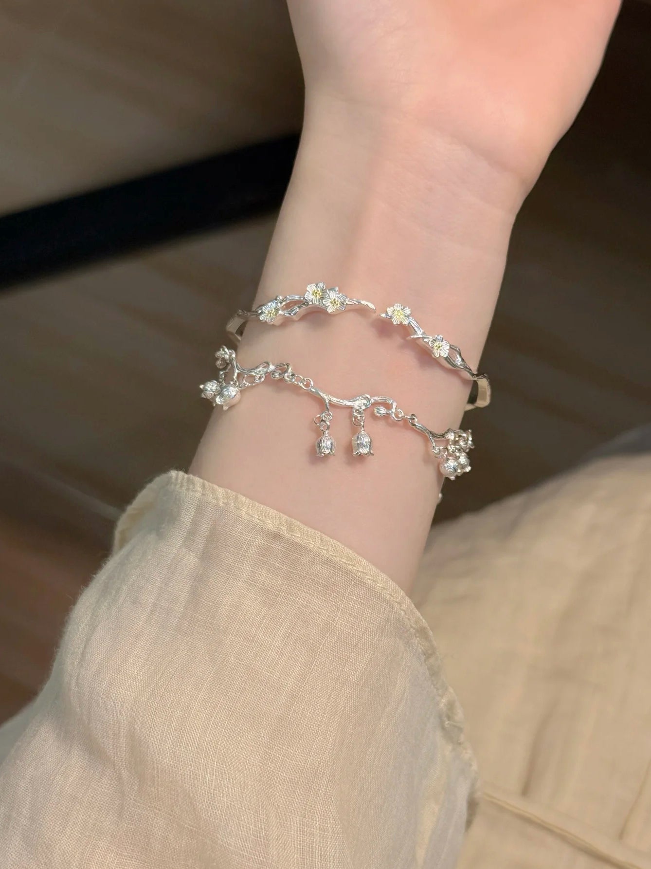 S925 Silver Lucky Flower and Wealth Tree Bracelet