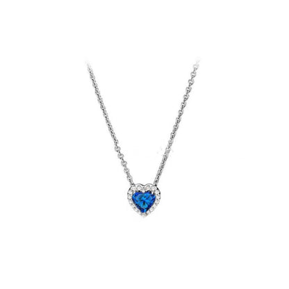 Ocean Blue Heart-shaped Zircon S925 Sterling Silver