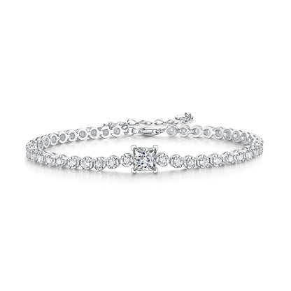 Rubik's Cube Luxury Fashion Mosan Diamond Silver Jewelry Comparable To Natural Diamond Bracelet