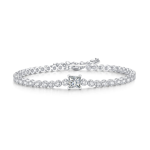 Rubik's Cube Luxury Fashion Mosan Diamond Silver Jewelry Comparable To Natural Diamond Bracelet