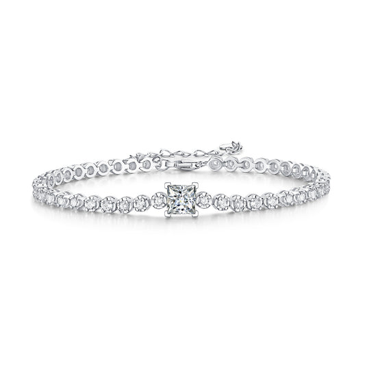 Rubik's Cube Luxury Fashion Mosan Diamond Silver Jewelry Comparable To Natural Diamond Bracelet