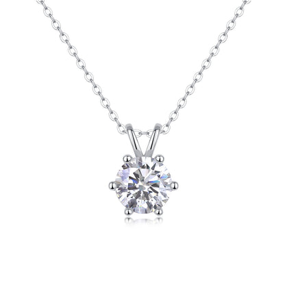 Romantic Mark Luxury Fashion Diamond Pendant Necklace Set With Mosan Diamond Silver Ornaments