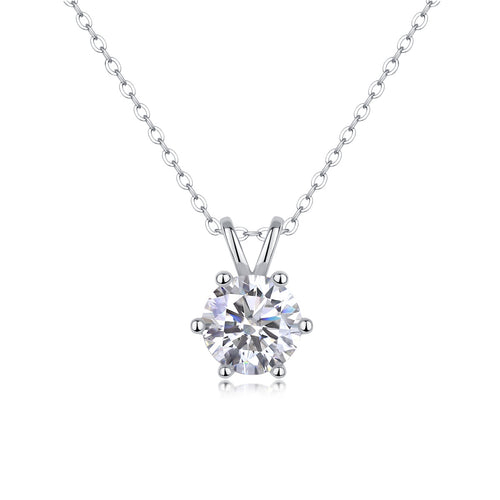 Romantic Mark Luxury Fashion Diamond Pendant Necklace Set With Mosan Diamond Silver Ornaments