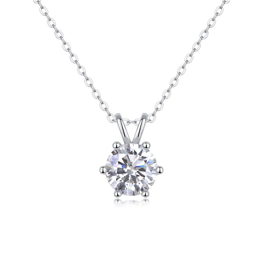 Romantic Mark Luxury Fashion Diamond Pendant Necklace Set With Mosan Diamond Silver Ornaments
