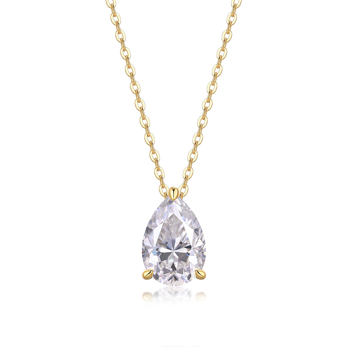 Under The Moon - A Fashionable And Trendy Diamond Pendant Necklace Set With Pear-shaped Moissanite S925 Sterling Silver And Gold Plating