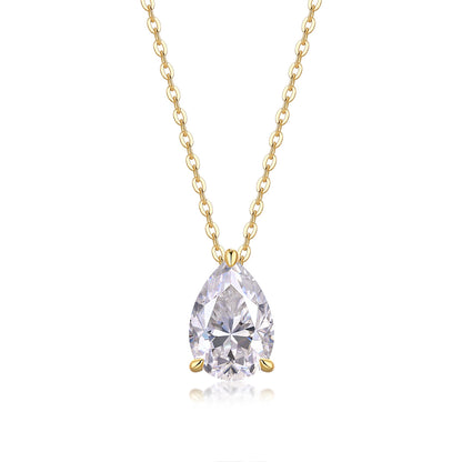 Under The Moon - A Fashionable And Trendy Diamond Pendant Necklace Set With Pear-shaped Moissanite S925 Sterling Silver And Gold Plating