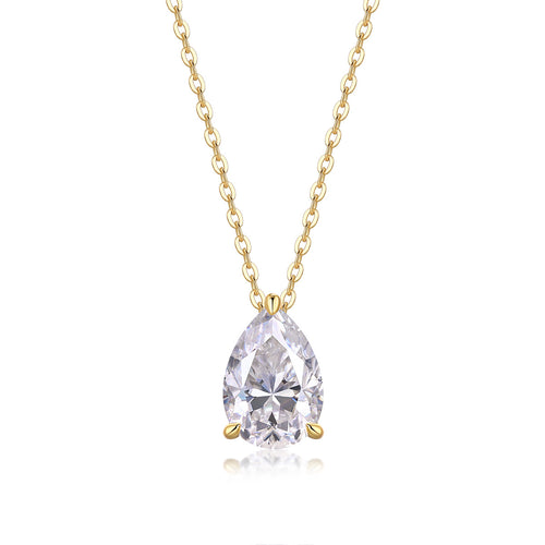 Under The Moon - A Fashionable And Trendy Diamond Pendant Necklace Set With Pear-shaped Moissanite S925 Sterling Silver And Gold Plating