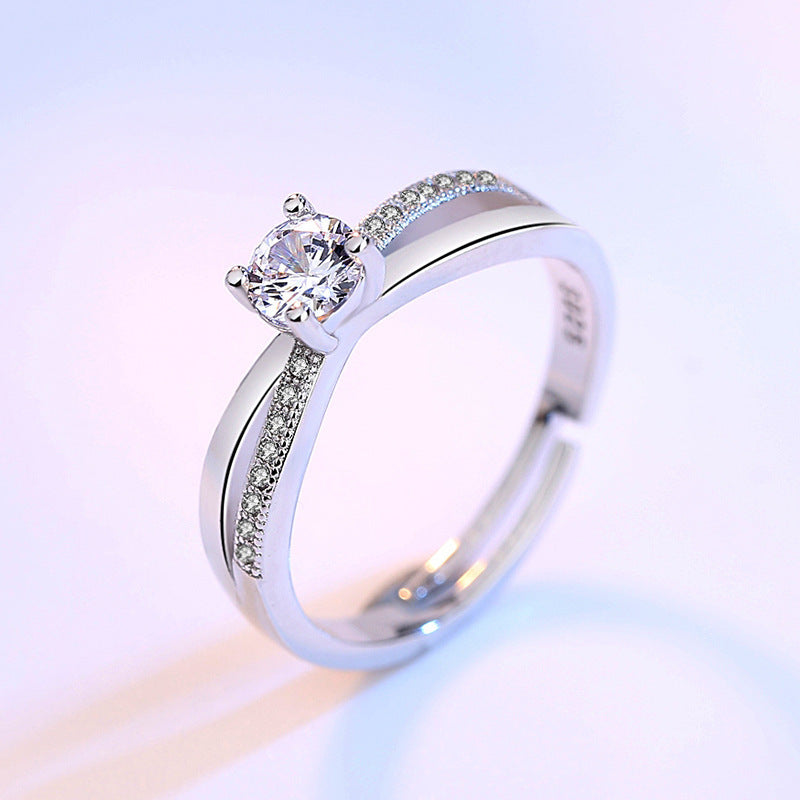 Exquisite Diamond Four-claw Simulation Diamond Ring