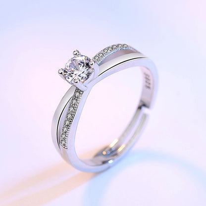 Exquisite Diamond Four-claw Simulation Diamond Ring