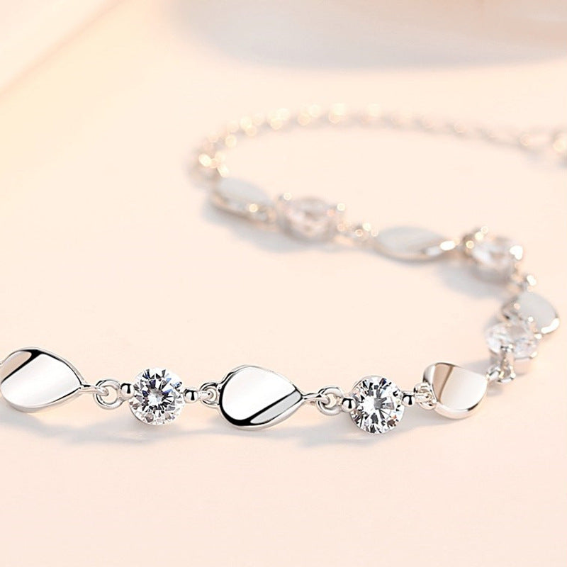 Diamond-encrusted 925 sterling silver bracelet