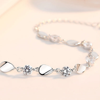 Diamond-encrusted 925 sterling silver bracelet