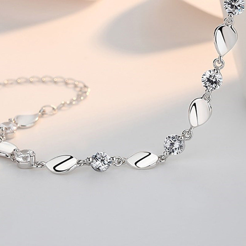 Diamond-encrusted 925 sterling silver bracelet