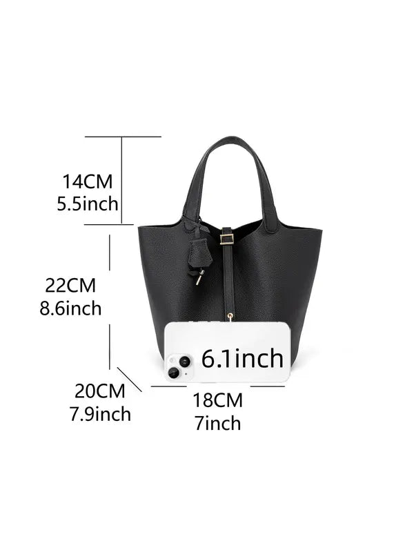 Women’s Fashionable Cowhide Handbag with Pouch – Versatile & Trendy for Daily Use