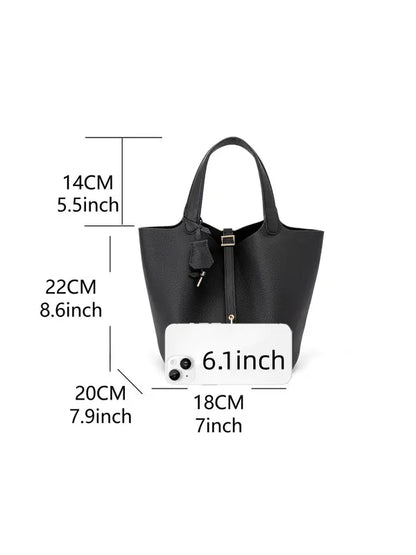 Women’s Fashionable Cowhide Handbag with Pouch – Versatile & Trendy for Daily Use