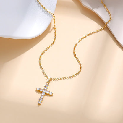 Gold Cross Necklace with Crystals – Elegant Christian Jewelry for Women