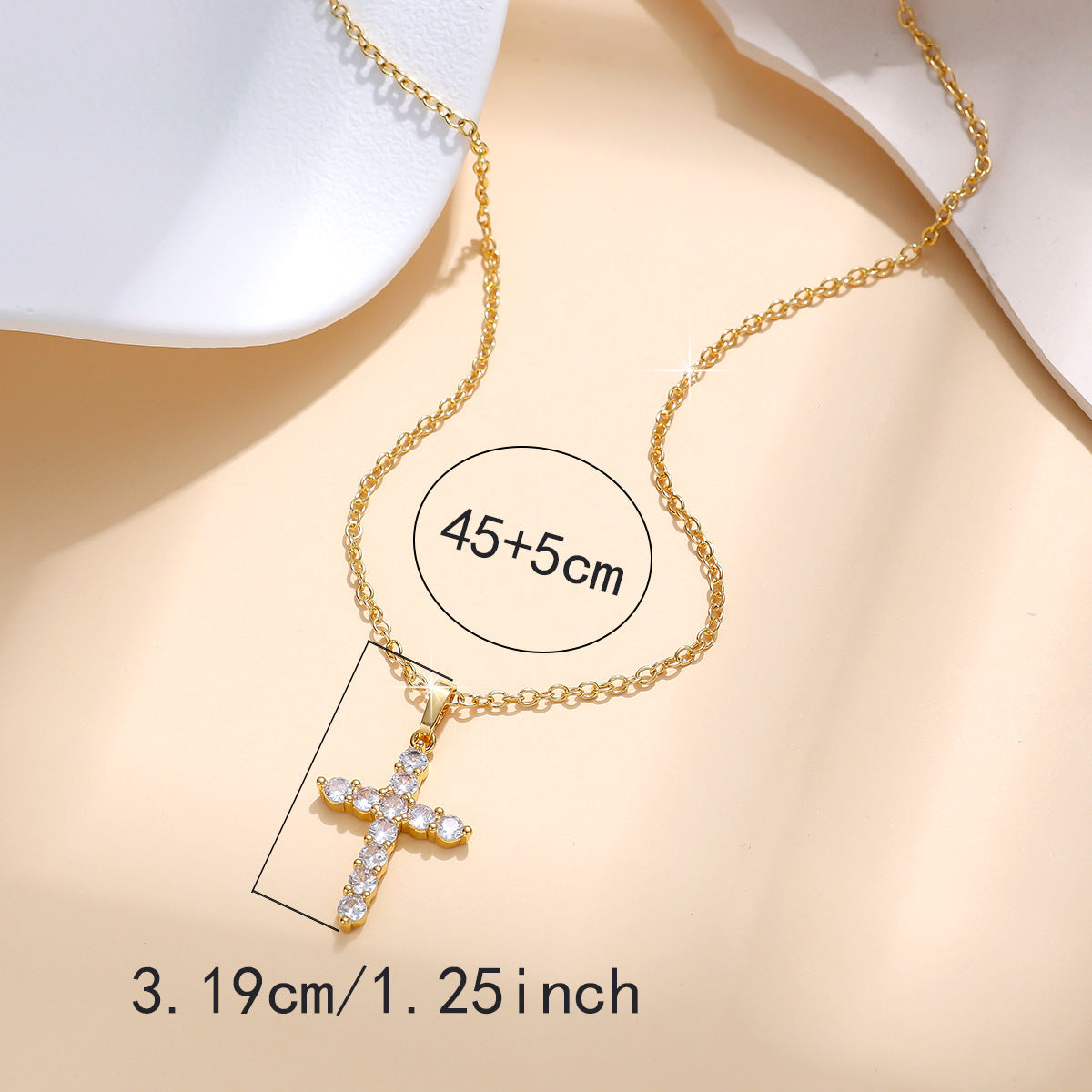 Gold Cross Necklace with Crystals – Elegant Christian Jewelry for Women