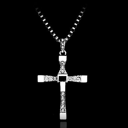 Mechanical Cross Pendant Necklace for Men | Punk Streetwear Fast-Style Jewelry | Stainless Steel Iced Chain
