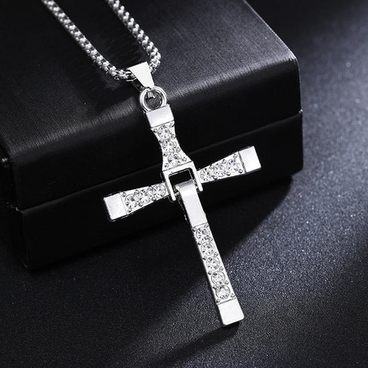 Mechanical Cross Pendant Necklace for Men