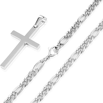 Men’s Stainless Steel Cross Pendant Necklace | Classic Cuban Chain | Faith & Streetwear Style