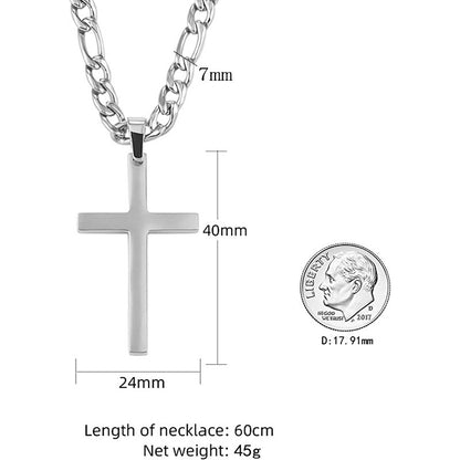 Men’s Stainless Steel Cross Pendant Necklace | Classic Cuban Chain | Faith & Streetwear Style