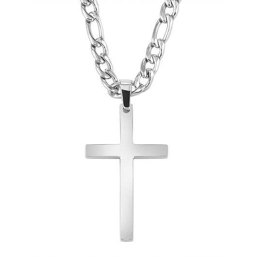 Men’s Stainless Steel Cross Pendant Necklace | Classic Cuban Chain | Faith & Streetwear Style