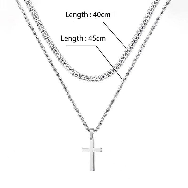 14K Gold Plated Cross Pendant Necklace – Minimalist Unisex Layered Jewelry