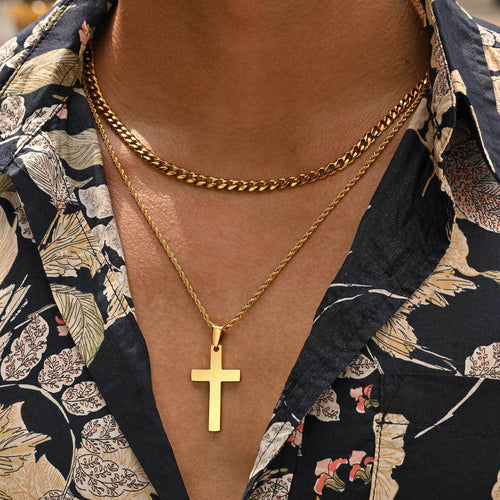 14K Gold Plated Cross Pendant Necklace