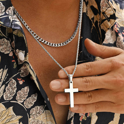 14K Gold Plated Cross Pendant Necklace – Minimalist Unisex Layered Jewelry