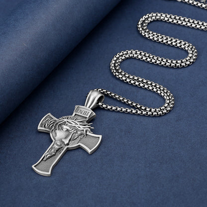 Vintage Cross Pendant Necklace for Men – Retro Gothic Titanium Steel Chain