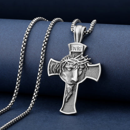 Vintage Cross Pendant Necklace for Men – Retro Gothic Titanium Steel Chain