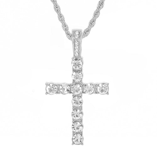 18K Gold Plated Onyx Cross Pendant | Unisex Cuban Chain Faith Necklace