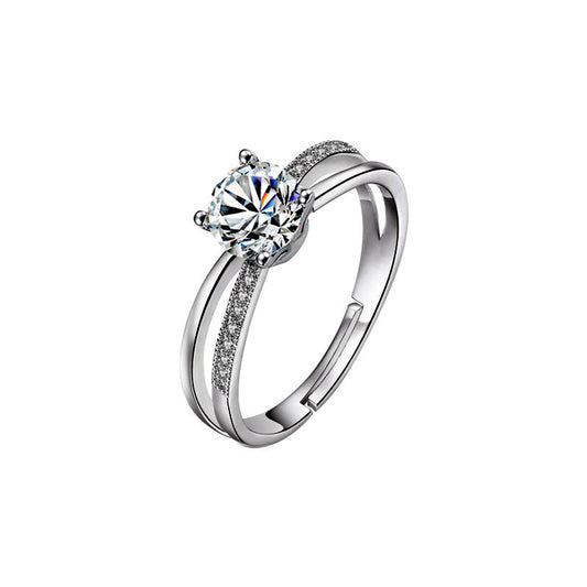 Exquisite Diamond Four-claw Simulation Diamond Ring