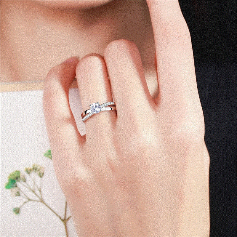Exquisite Diamond Four-claw Simulation Diamond Ring