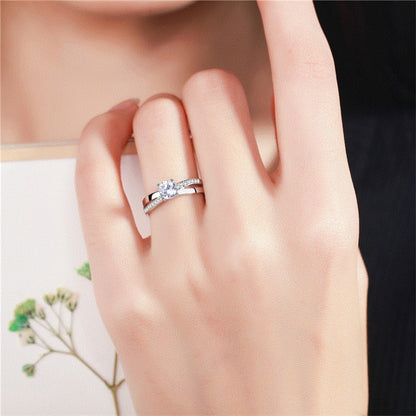Exquisite Diamond Four-claw Simulation Diamond Ring