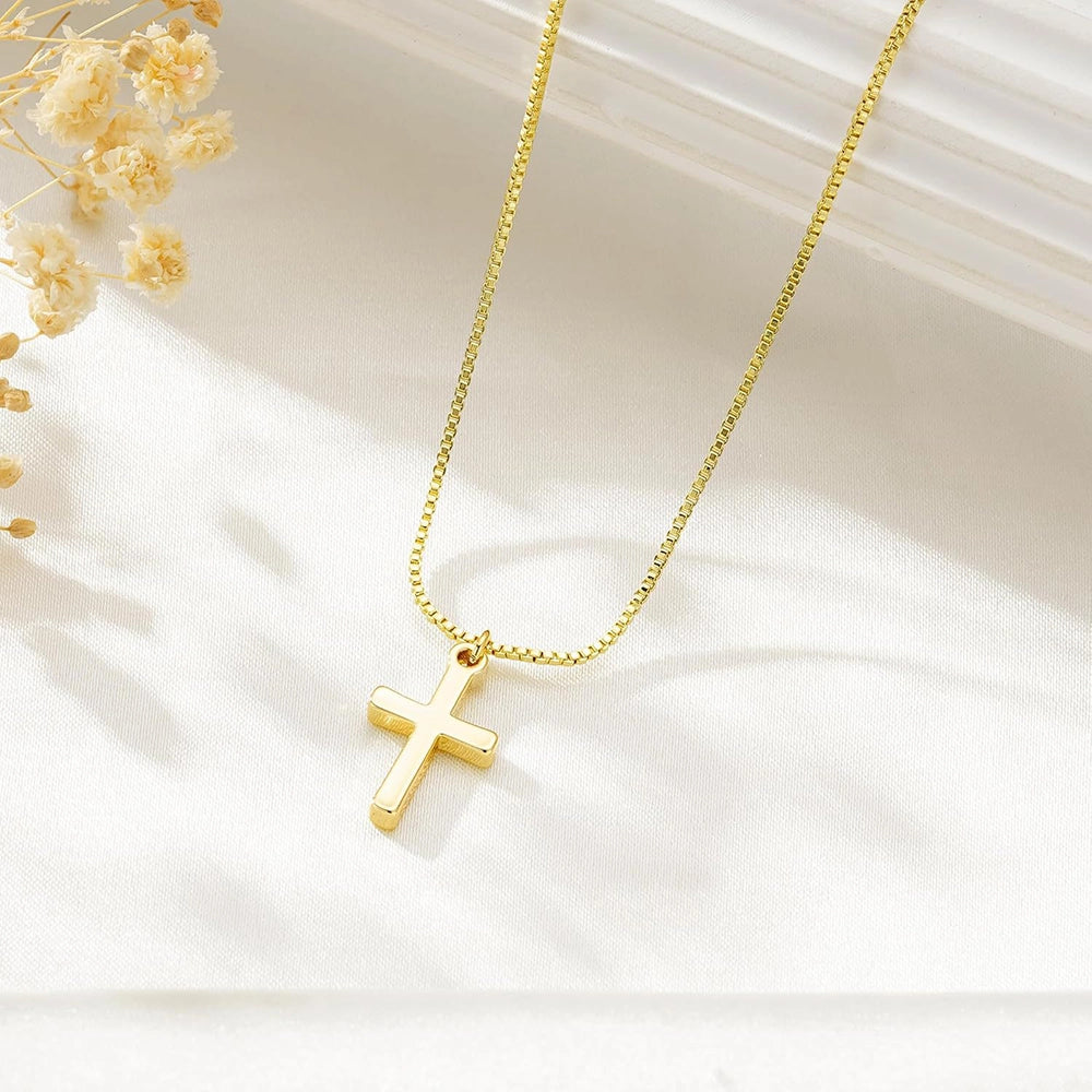Minimalist gold cross necklace for women crafted from titanium stainless steel