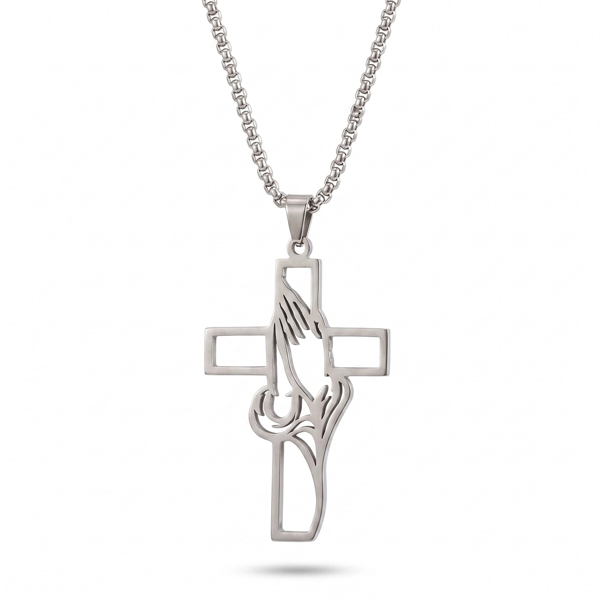 Christian Praying Hands Cross Necklace for Men & Women