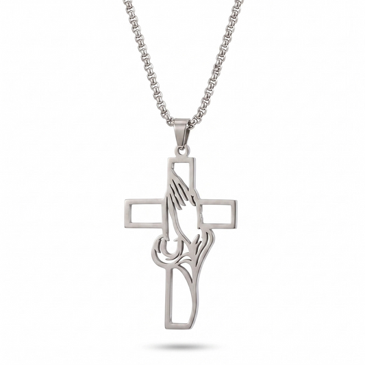 Christian Praying Hands Cross Necklace for Men & Women