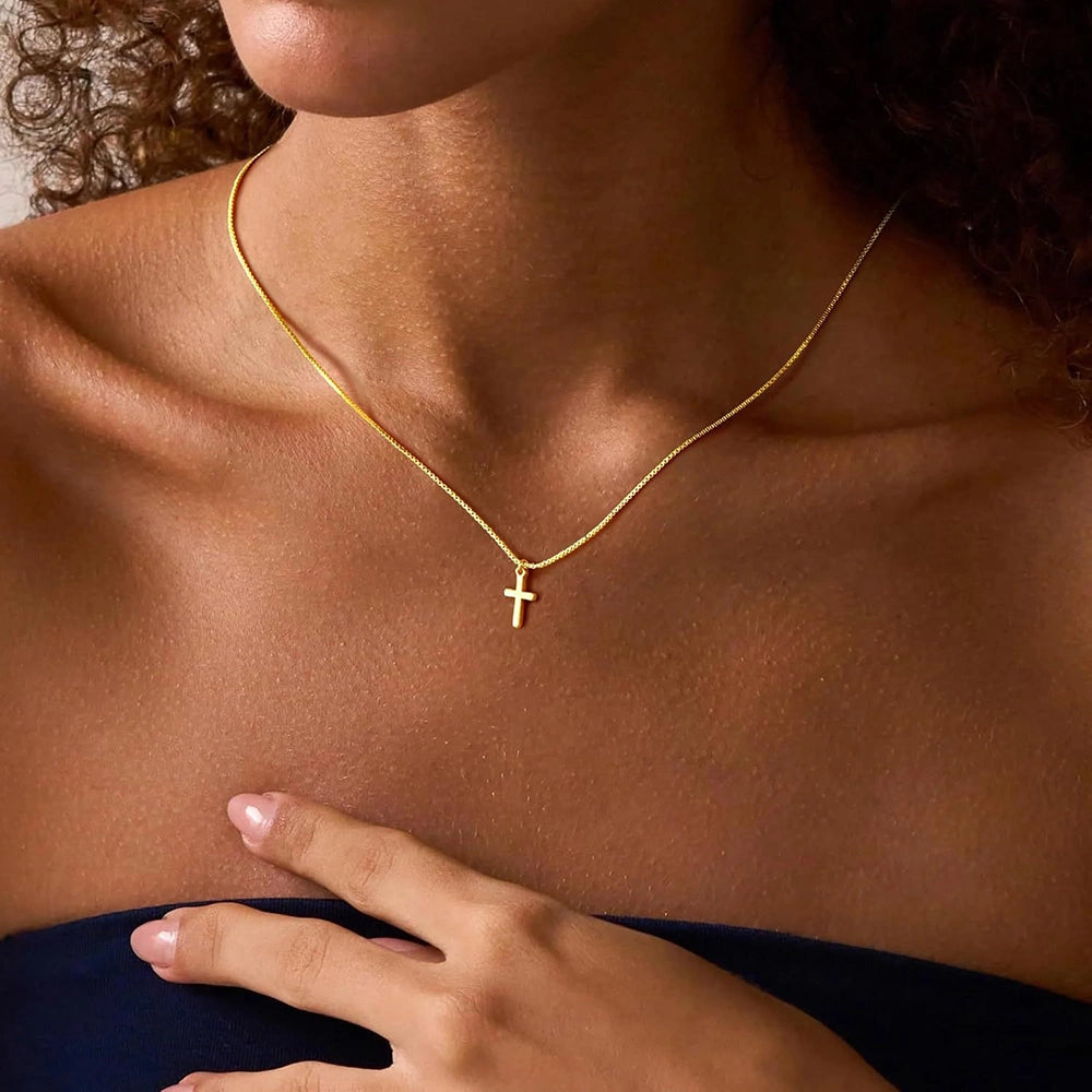 Minimalist Gold Cross Necklace for Women | Waterproof Christian Necklace